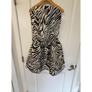 Lilly Pulitzer Zebra Print Strapless Metallic Gold Jacquard Mini Dress Size 6